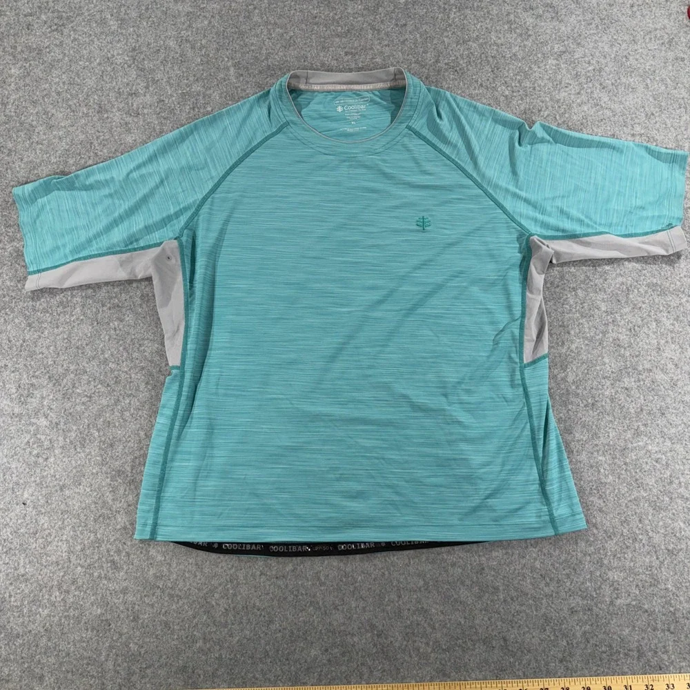 Coolibar Mens XL Ultimate Rash Guard Teal Blue UPF 50+ Swim Shirt